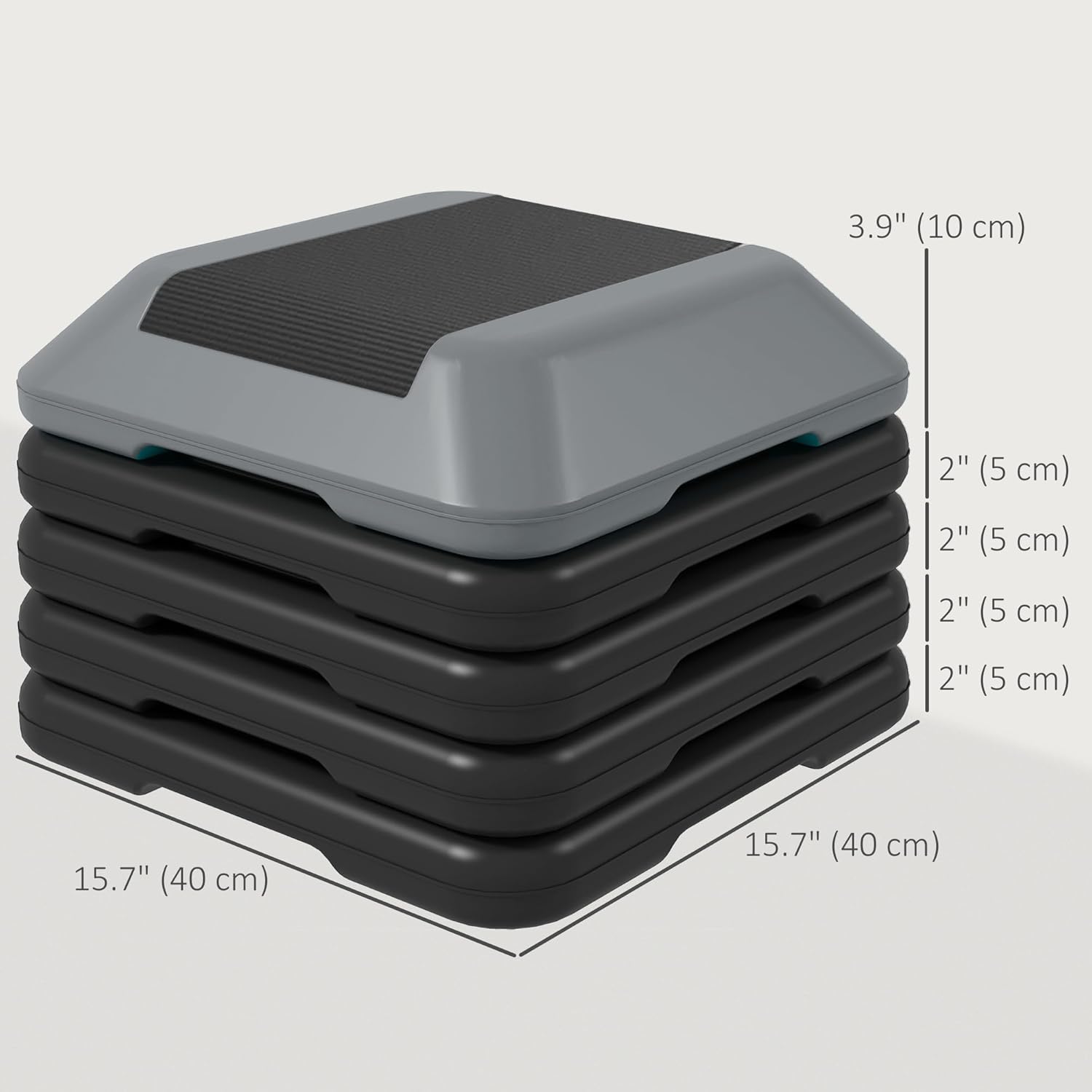 Soozier Aerobic Exercise Step Platform, 5-Level Height Adjustable Stepper, Fitness Step for Home Gym, 4" 6" 8" 10" 12" - Image 7