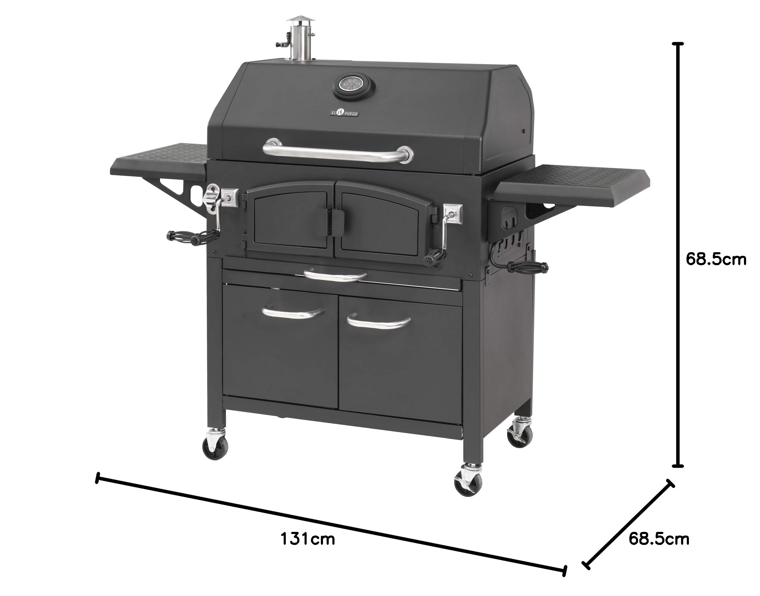 Grill na węgiel drzewny "Grand Ontario" firmy El Fuego Grill Smoker BBQ zestaw otwieracz do butelek, ruszt do podgrzewania i zbieracz popiołu, AY 572