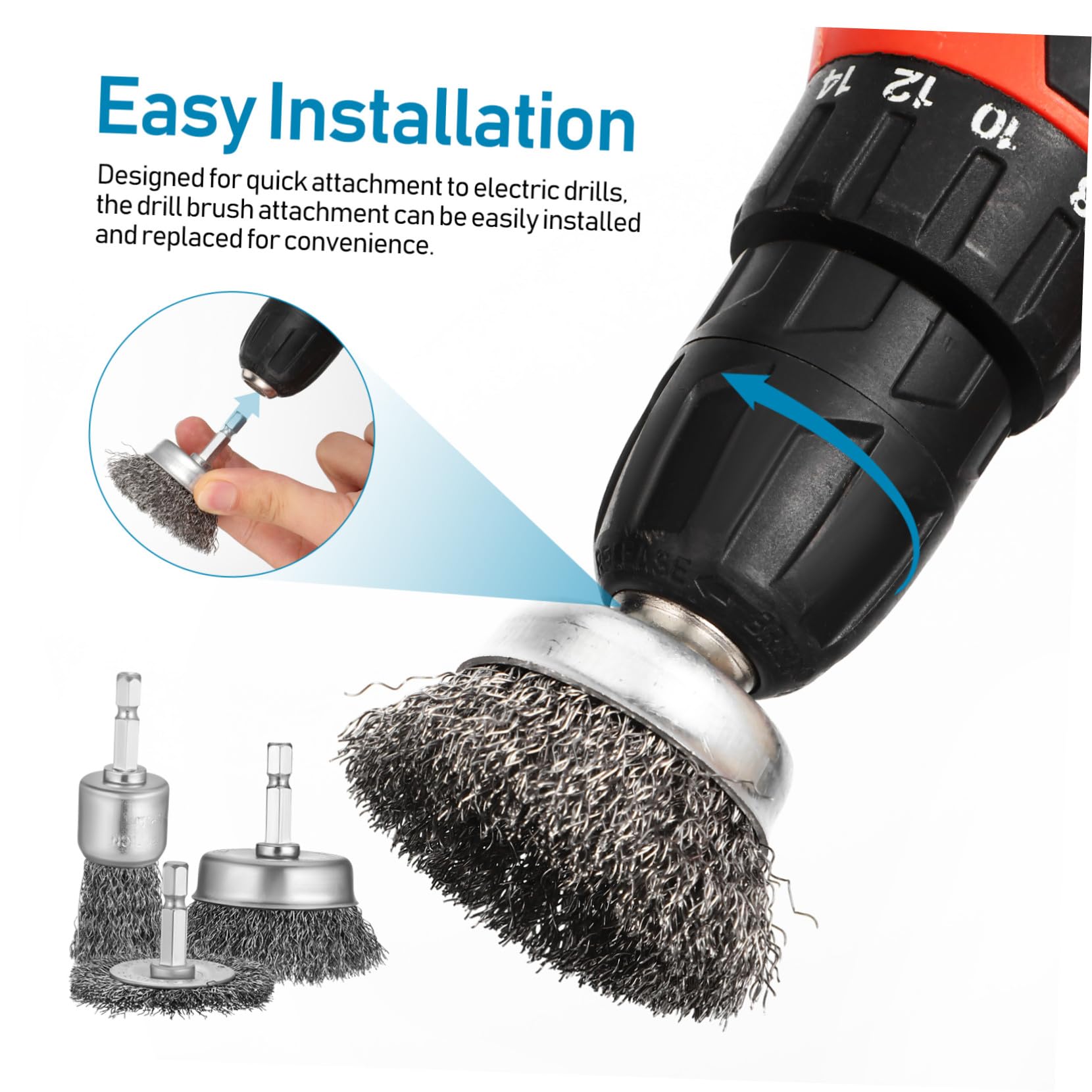 15pièces Lot De Brosses Métalliques Rondes Acier Pour Perceuse Pour Nettoyage Polissage De Métaux