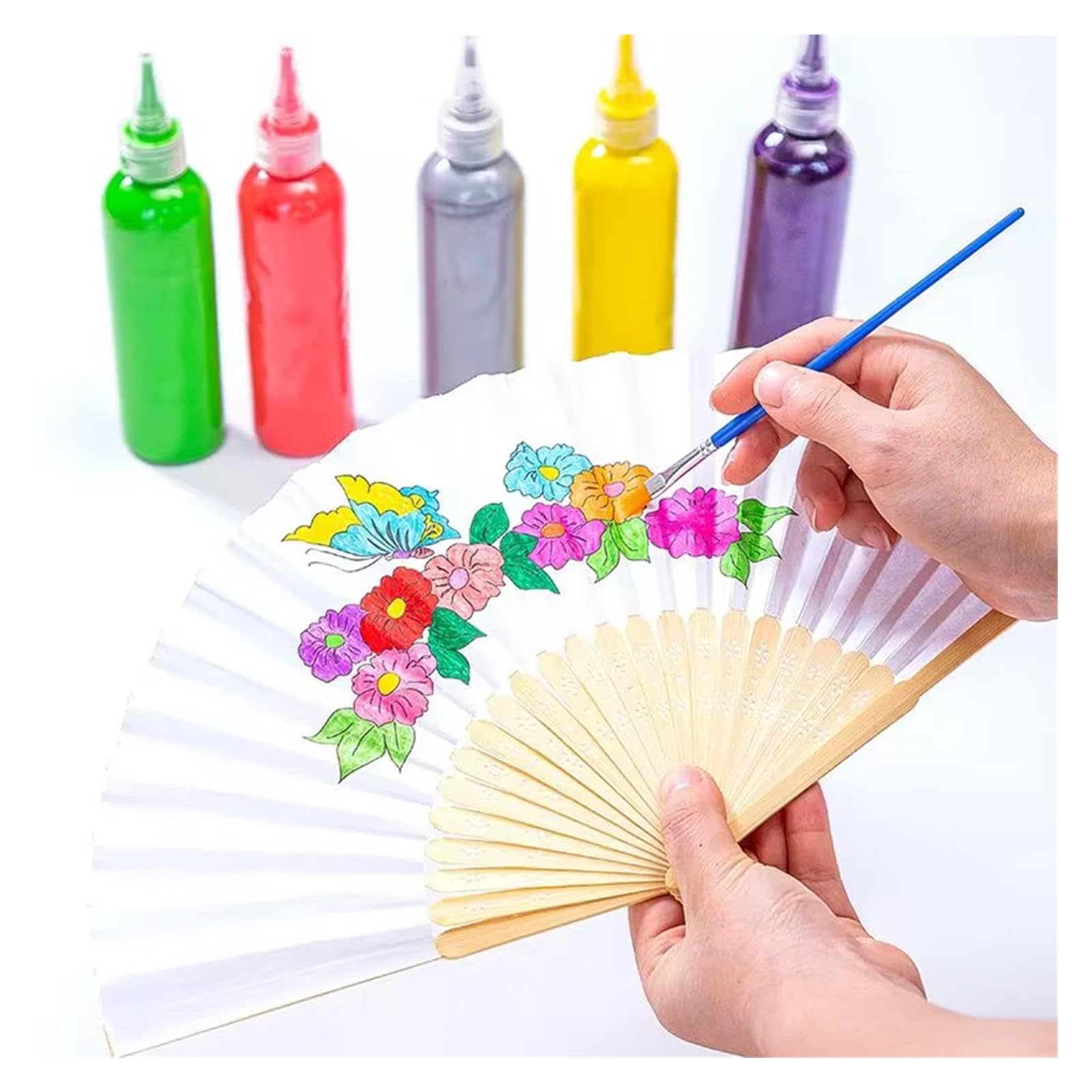 60 Stück faltbare Fächer, weiße, leere Papierfächer, Party for Gäste, Jahrestag, Geburtstag, Hochzeit, Dekoration Für Haushalt Wohnen