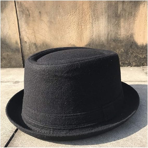 Amazon Co Jp Wzzjp 紳士フラットジャズハットファッション帽子のためにファッションメンズウールのポークパイハット お父さん冬の黒のfedoraハット 帽子 Color ブラック Size 56 57cm ファッション