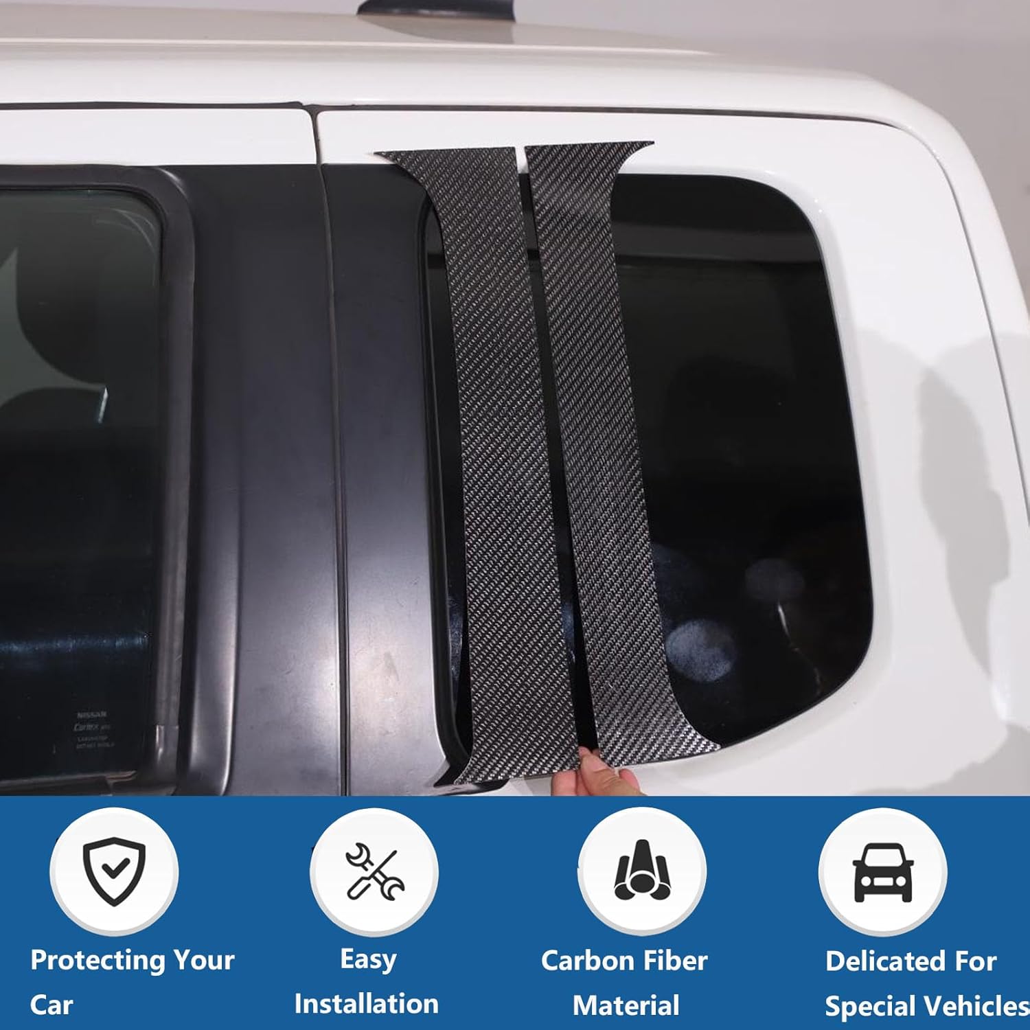Center Door Window Pillar Post Trim Panel Stickers Compatible with Nisan Frontier 2022-2024,Carbon Fiber Center Door Pillar Post Trim Anti-Scratch Decorative Exterior Accessories