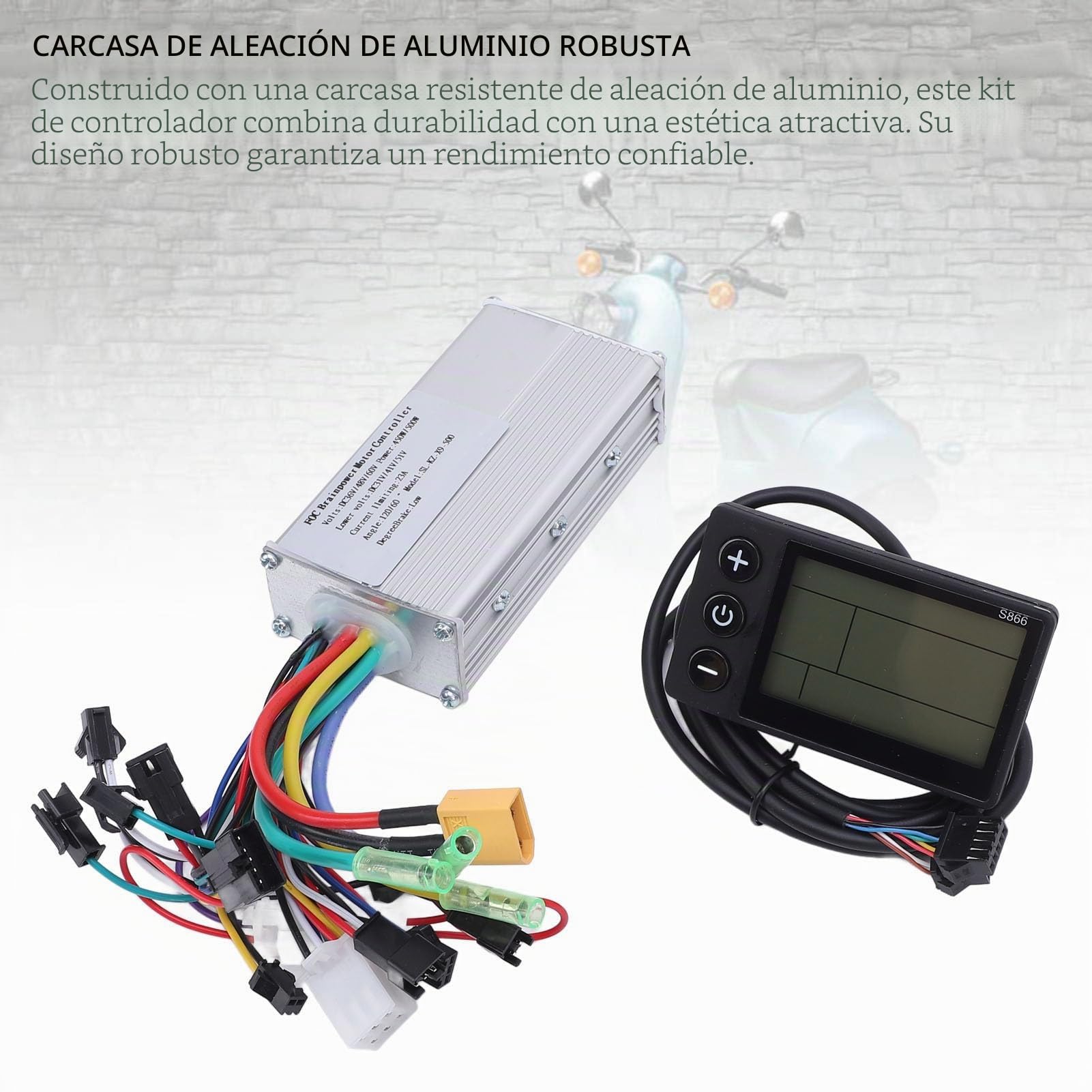 BuyWeek Kit de Controlador de Motor para Bicicleta Eléctrica, Controlador de Onda Sinusoidal 36V 48V 60V 450W 500W con Panel LCD S866