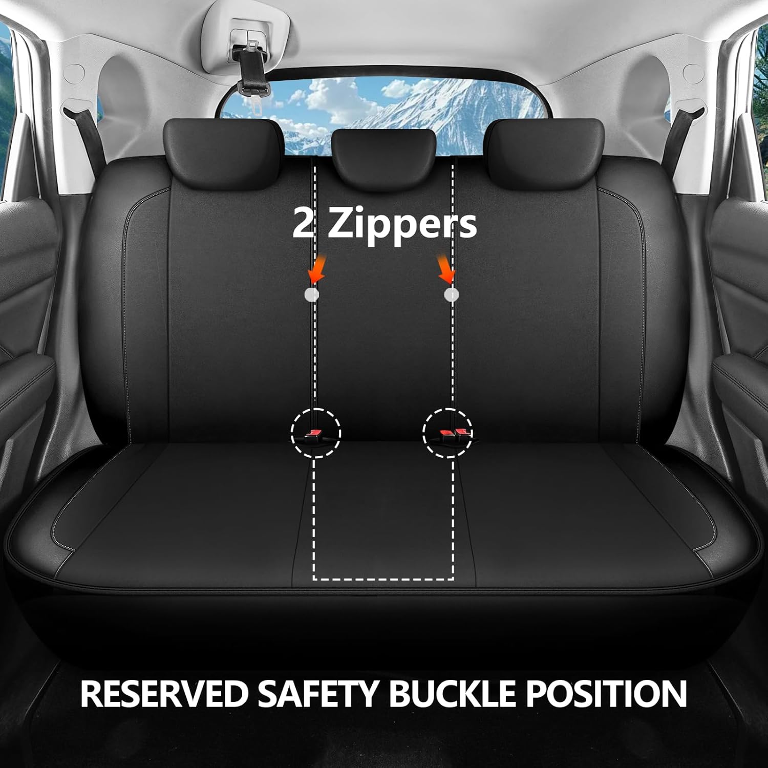 Car seat Covers Full Set, Waterproof Neoprene Seat Covers, Airbag Compatibable, Universal Automotive Comfort Protection for Most Cars, Trucks, SUVs (Black 816)