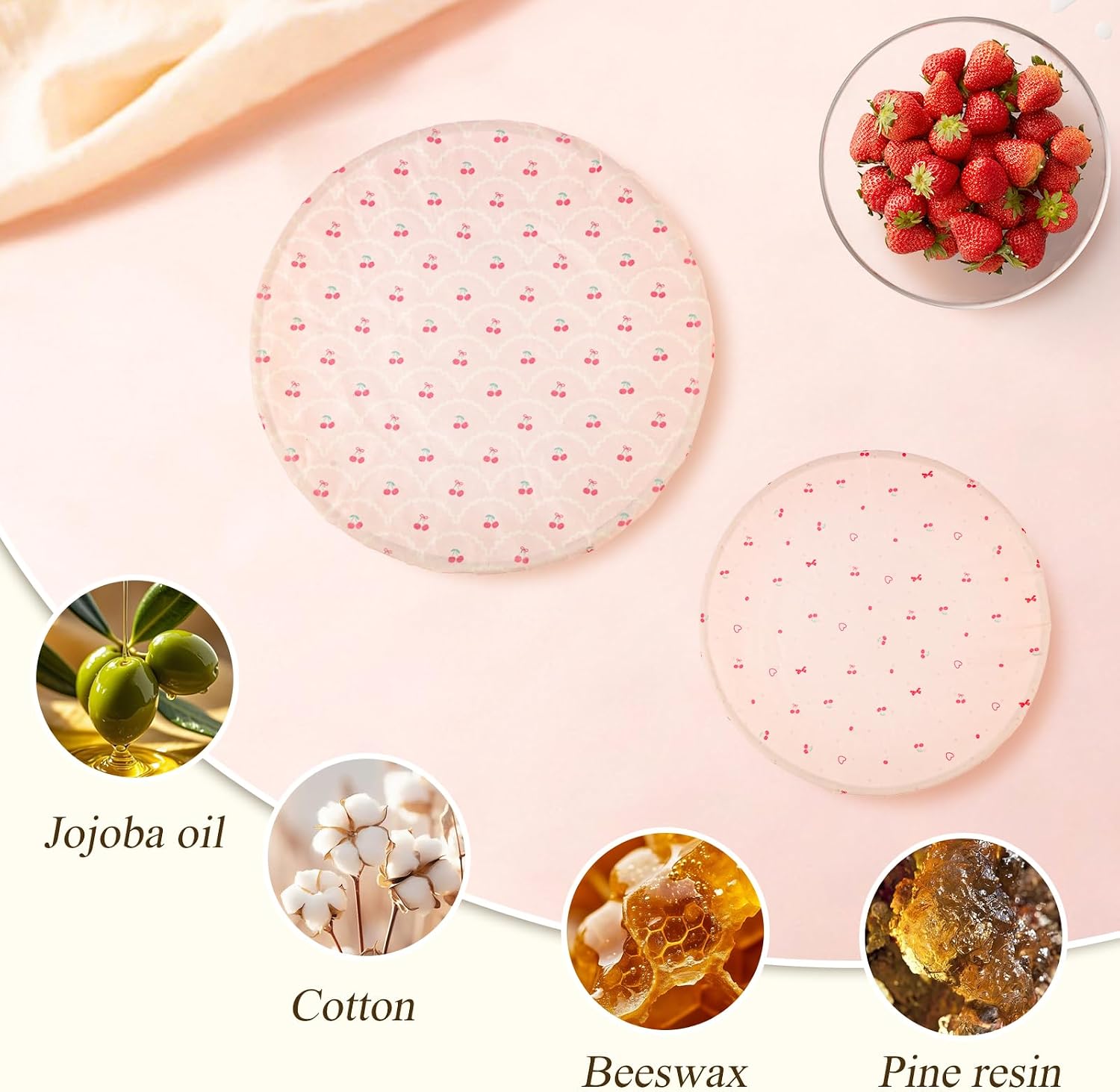 Reusable Bowl Covers for Bread Proofing - Beeswax Bowl Covers Reusable Larger 12 Inch - Elastic Cotton Cloth Sourdough Cover – bowl covers for Sourdough Bread