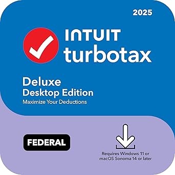 TurboTax Deluxe Desktop Edition 2025, Federal Tax Return [Win11/Mac14 Download]