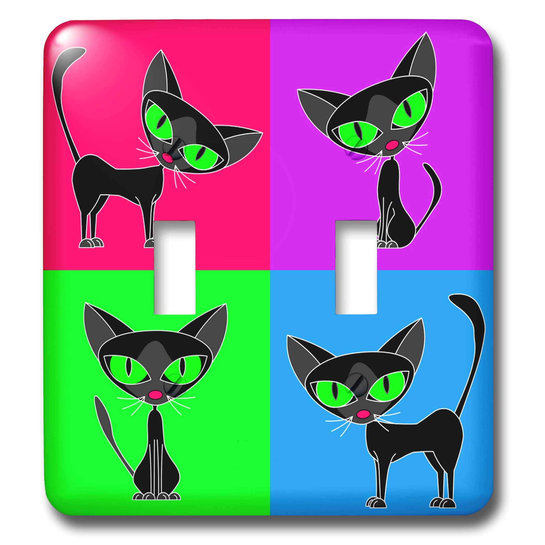Interruptor de palanca doble 3dRose lsp_6304_2 gato negro elegante