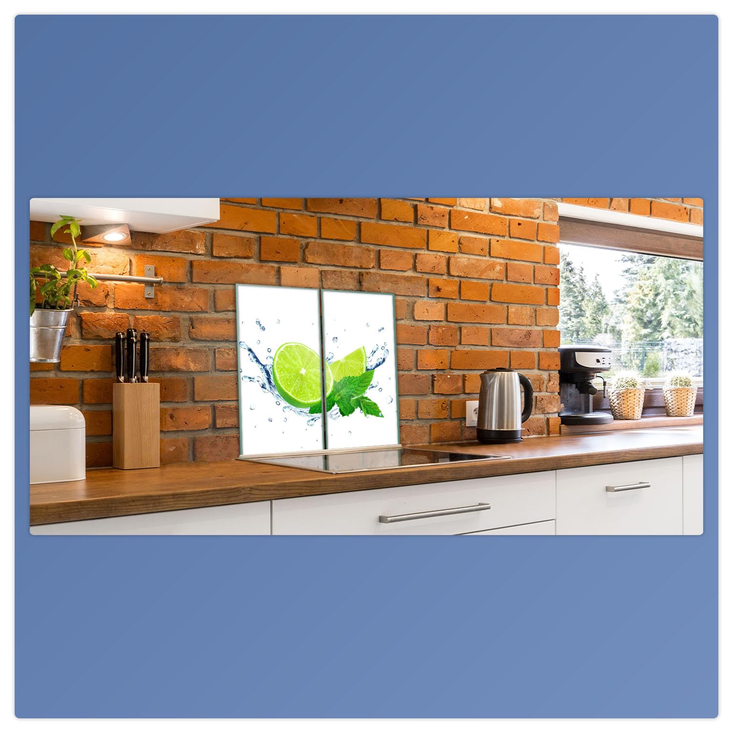 Herdabdeckplatte Abdeckung Ceranfeld Abdeckplatte Schneidebrett 2-Teilig 60x52 Lemon Grün Spritzschutz Glasplatte Ceranfeldabdeckung Schutz Herdschutz Sicherheitsglas Glasschneidebrett 2x30x52