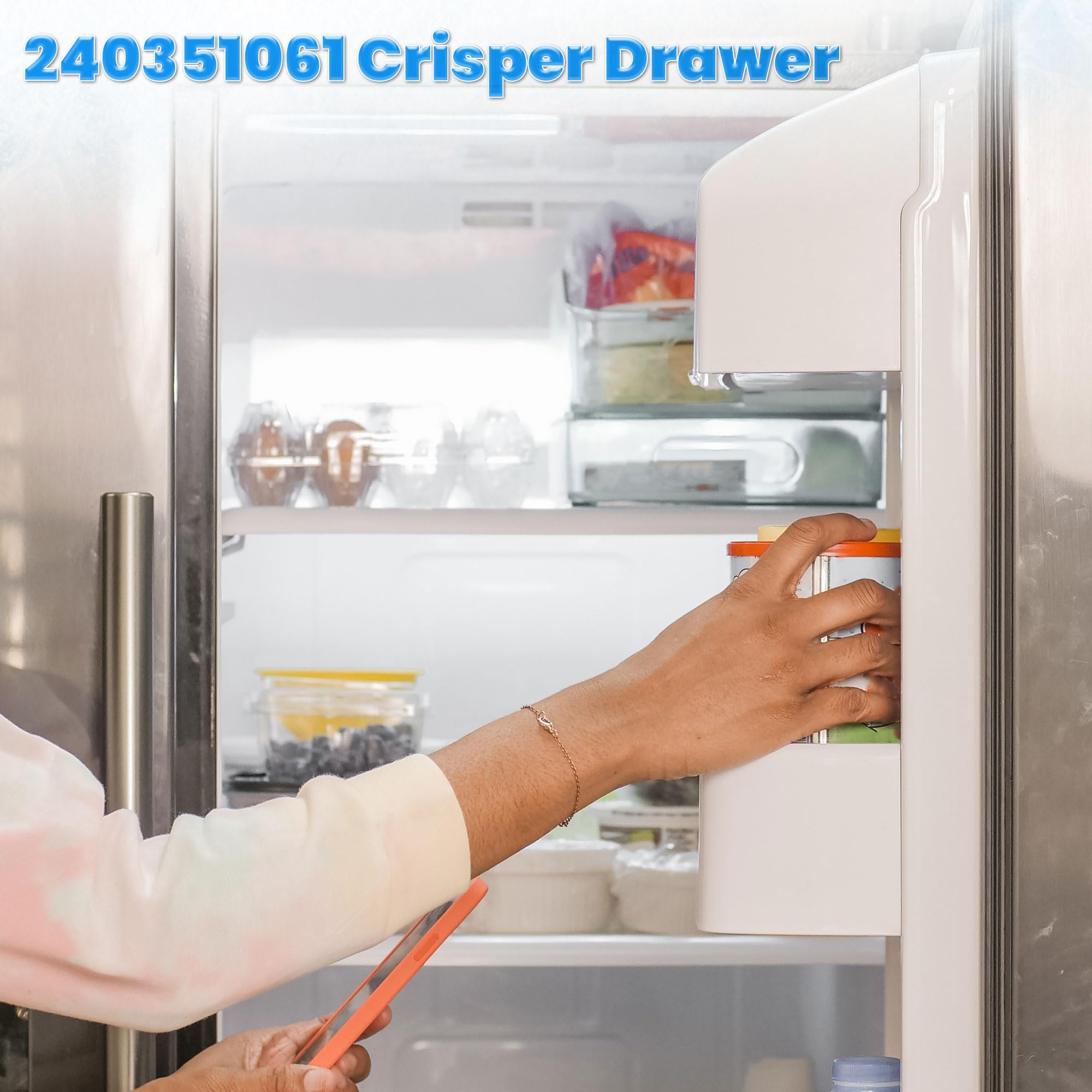 KUAFU 240351061 - Cajón para sartén compatible con Frigidaire para refrigerador, congelador AP4424911 240351005 240351062, plástico (PC), solo repuesto transparente