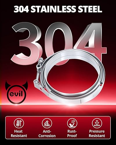 Miniatura 28 de EVIL ENERGY Abrazadera de banda de 3,0 pulgadas V con brida macho hembra de acero inoxidable