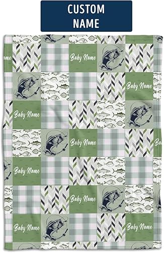 Miniatura 4 de Manta de bebé de pesca, mantas de bebé personalizadas para niños, manta de bebé con nombre de pez, mantas de bebé personalizadas con nombre para