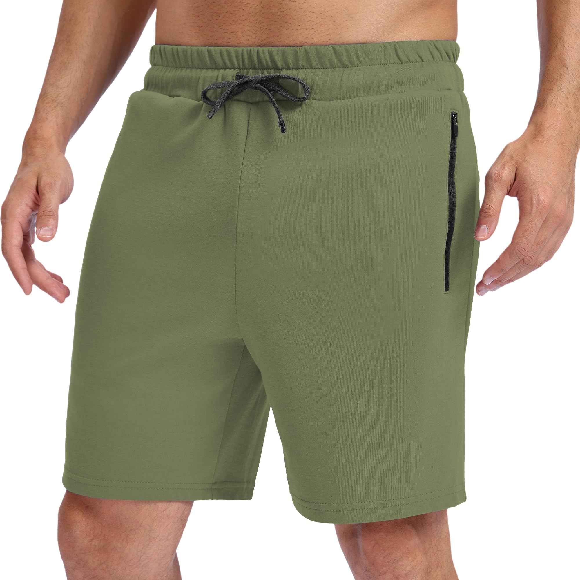 BIG ELEPHANT Herren Baumwoll-Shorts mit Kordelzug – Atmungsaktive Sportshorts für Training, Jogging, Freizeit, mit Taschen und lockerer Passform