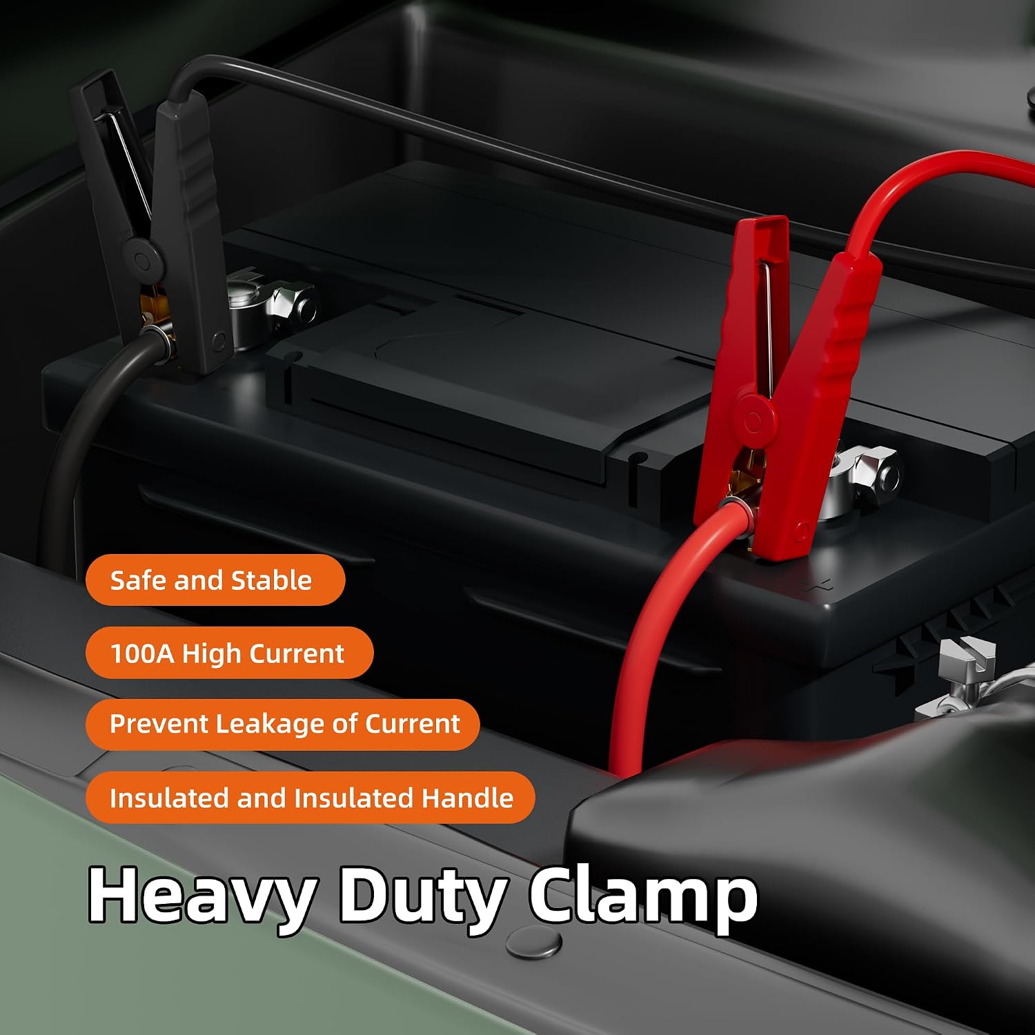 RVBOATPAT Jumper Cable Alligator Clips with 18V Battery Power Wheel Adapter, 2FT 8AWG Silicone Wire Car Battery Jumper Cable for Jump Starting Car Tool Battery