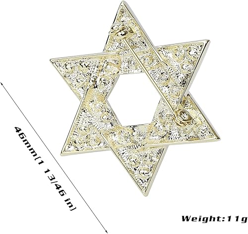 Miniatura 6 de VVCome Broche de estrella de David con diamantes de imitación y estrella de David, broche de solapa espiritual