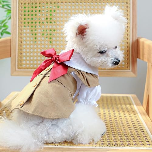 Miniatura 2 de Vestido de perro para perros pequeños, elegante vestido de princesa con lazo, vestido de verano cómodo para cachorros, ropa de algodón transpirable