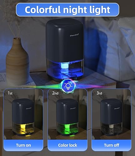 Miniatura 4 de TABYIK Deshumidificador, deshumidificadores pequeños de 35 onzas para habitación del hogar, silencioso con apagado automático, deshumidificadores