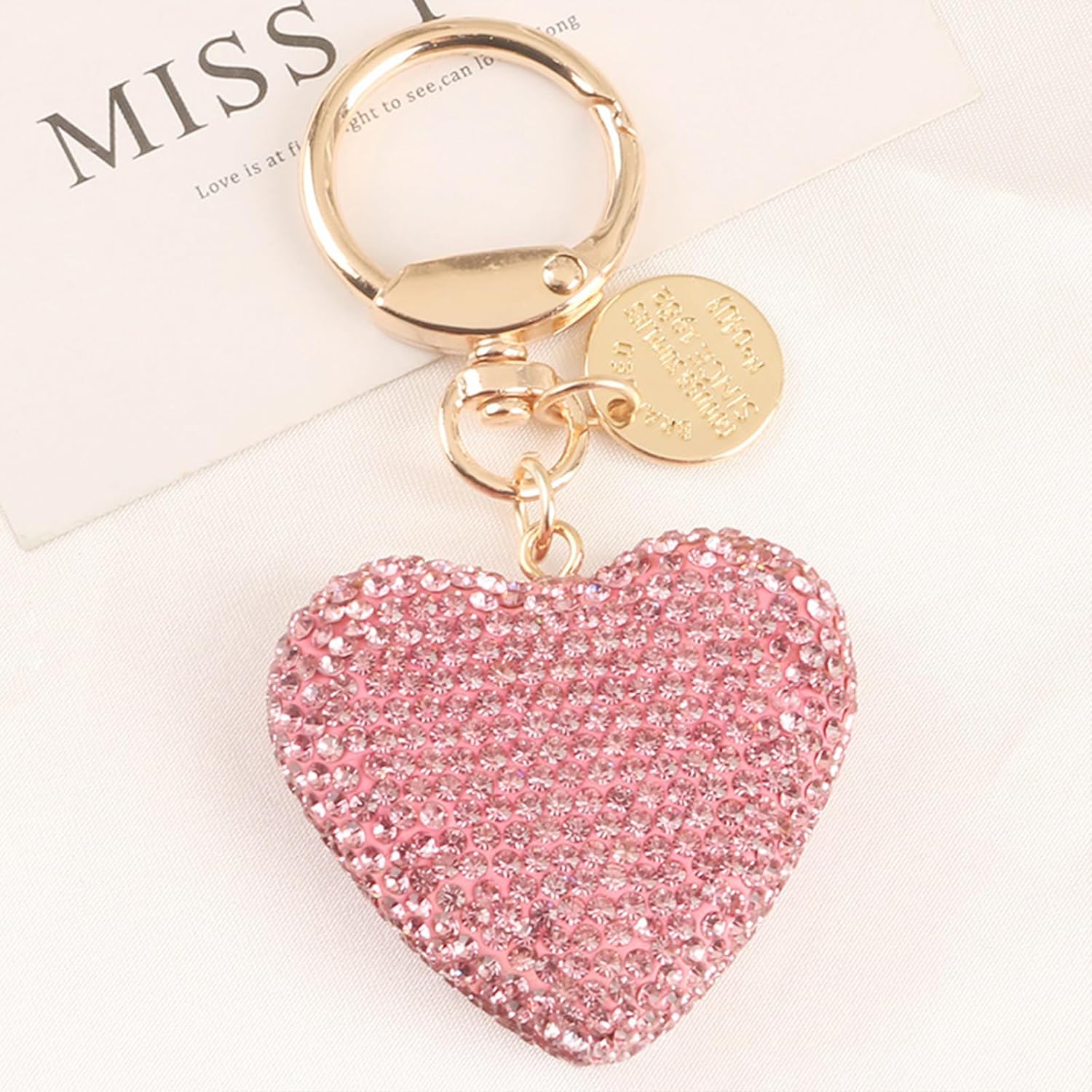 Bling Rhinestone Heart Keychain for Women – Sparkly Heart Purse Charm, Bag Accessory, Cute Key Ring for Car, Backpack - Image 2