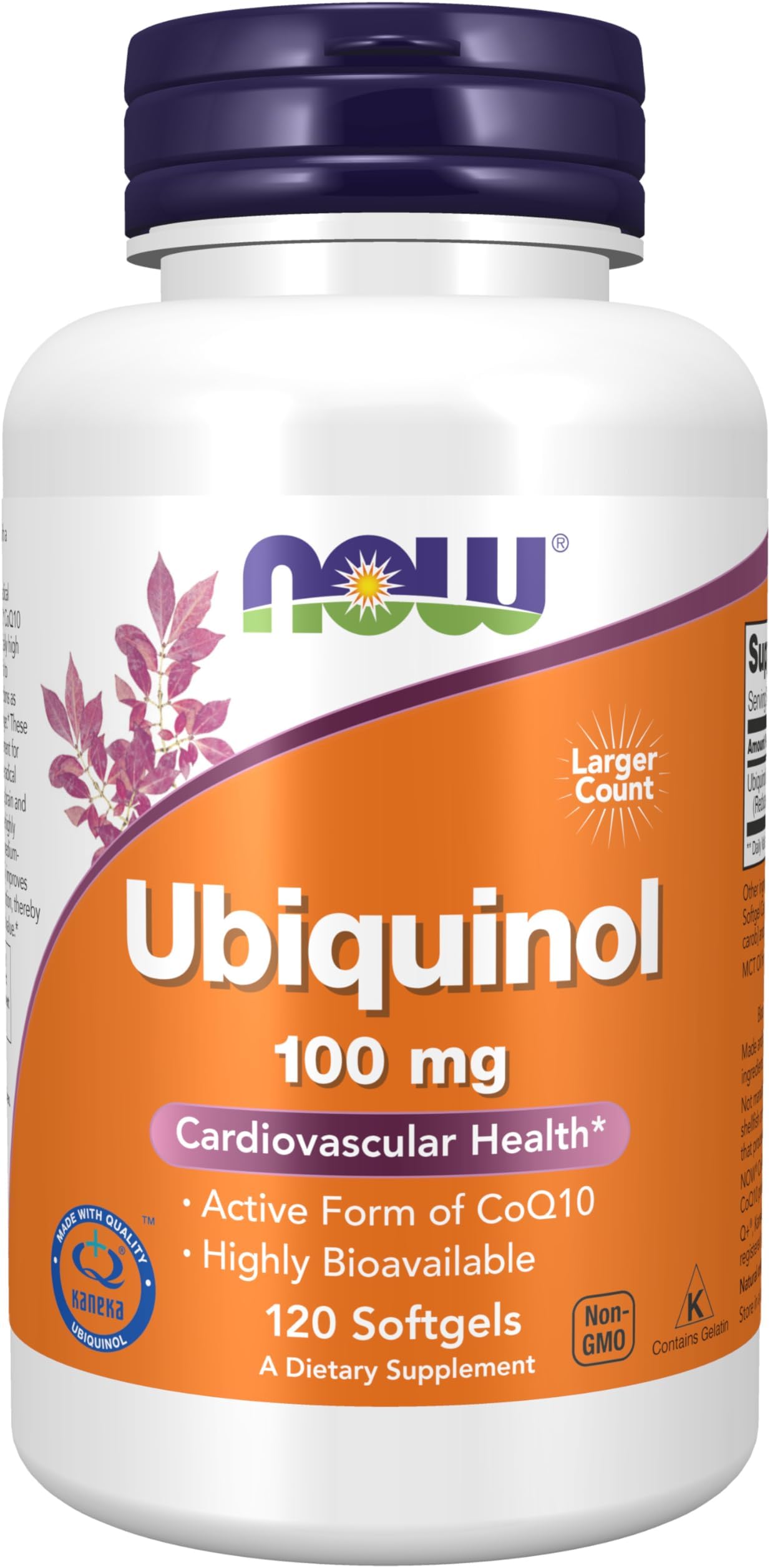 Now Supplements, Ubiquinol 100 mg, High Bioavailability (The Active Form of CoQ10), 120 Softgels