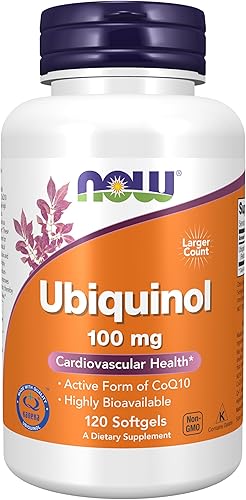 NOW Suplementos ubiquinol 100 mg alta biodisponibilidad la forma activa de CoQ10 120 cápsulas blandas