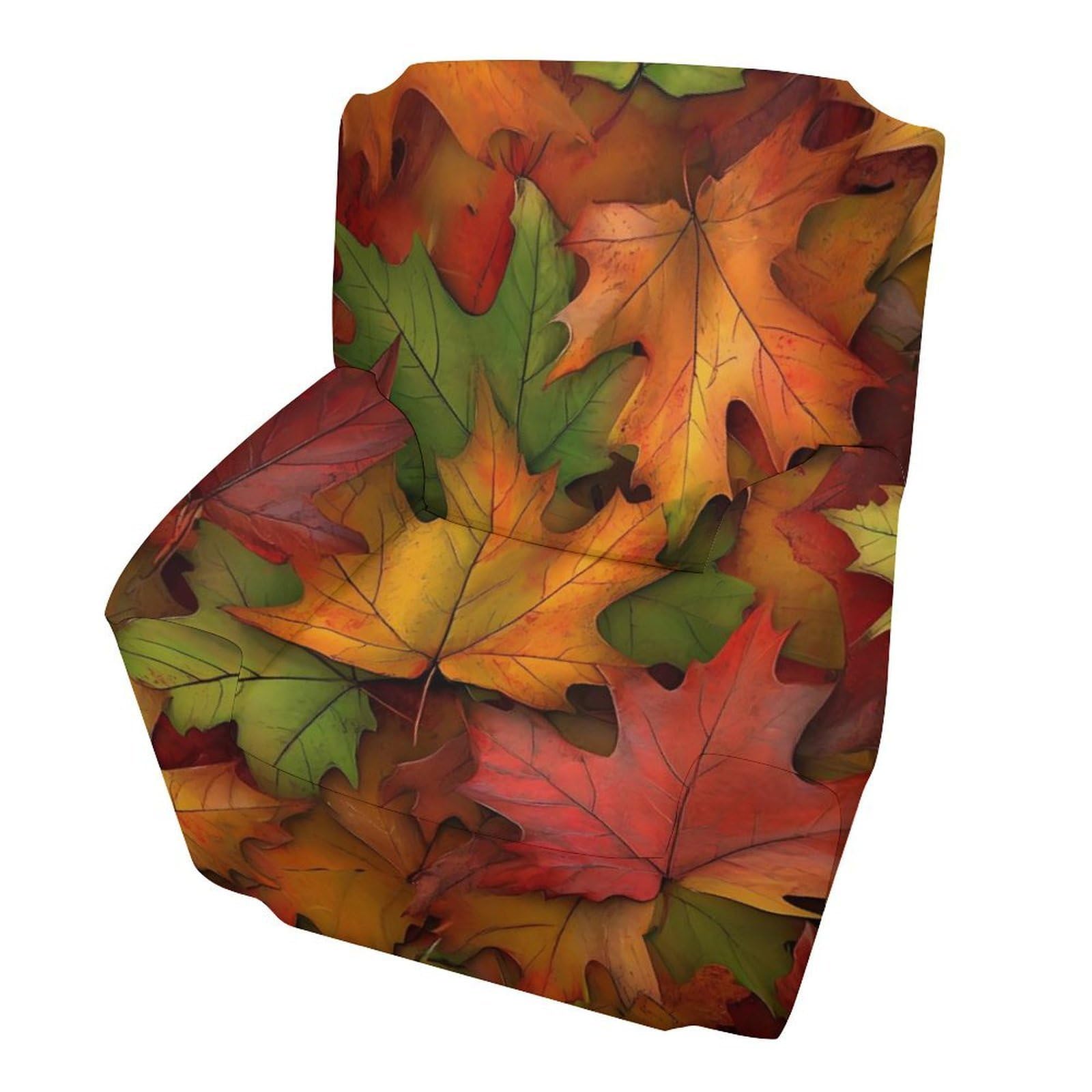 Housse de fauteuil extensible et antidérapante au motif de feuilles d'automne pour salon