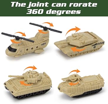 XDUOYJOY Military Base Toy, Army Toys Set with 13 Vehicles Airplane Tank Trucks Helicopter Fighter Jet, Play Mat with Army Men Action Figures and Accessories, Birthday Gift for Kids