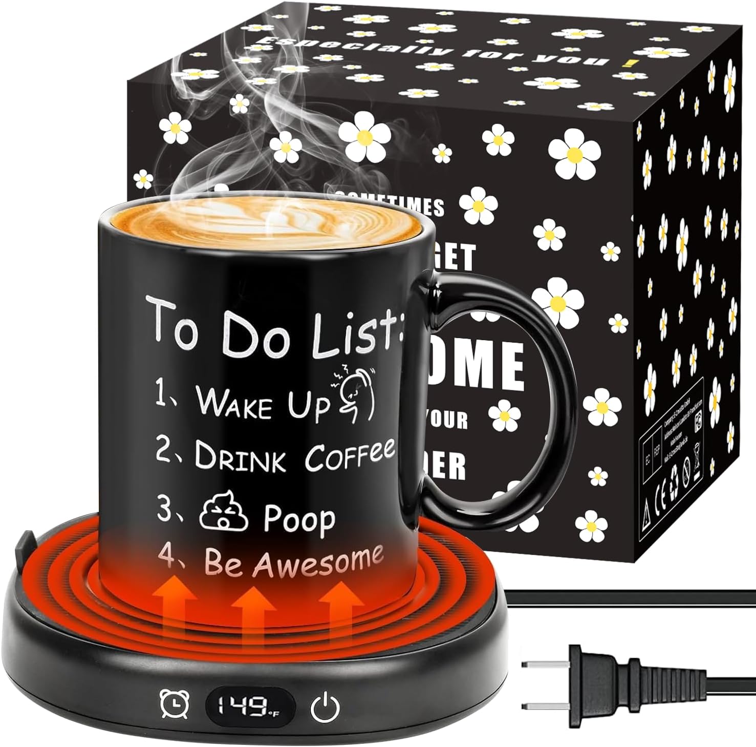 Funny Coffee Mug Warmer,Electric Coffee Warmer with 3-Temp Settings, Beverage Warmer for Cocoa Milk Tea Candle, 8 Hours Auto Shut Off,Coffee Gifts for Coffee Lovers