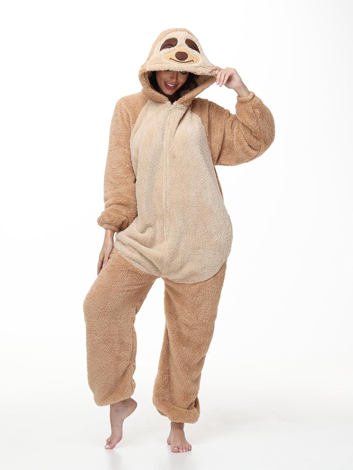 LATH.PIN Animal Plush Fleece Zipper Onesie Adult Costume Unisex Pajama Loungewear Zip Up Sleepwear - Image 4