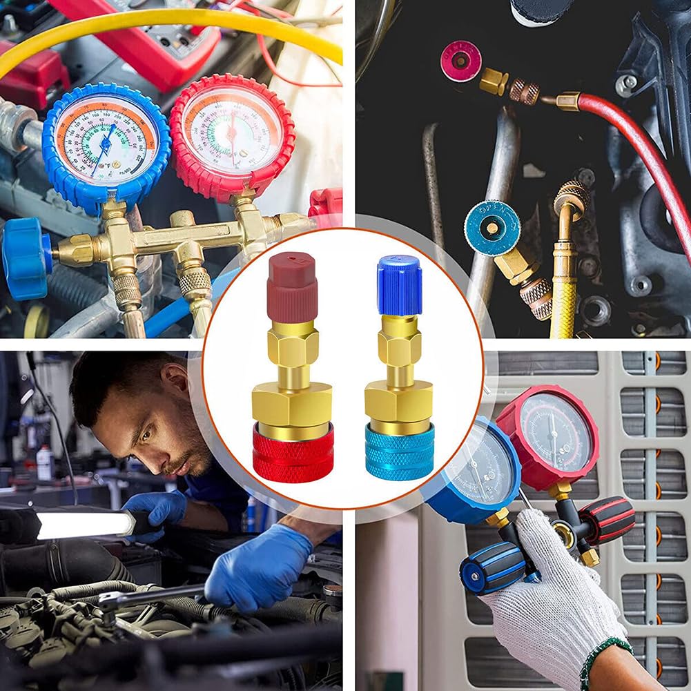 Kit Adaptateurs R1234YF Vers R134A Saipor - Coupleurs Rapides Haute/Basse Pression Pour Climatisation Auto