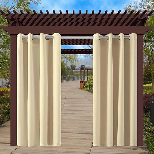 LA PALMA Cortinas impermeables para exteriores, bloqueo de luz solar, aislamiento térmico, cortinas de privacidad con ojales para patio, porche,