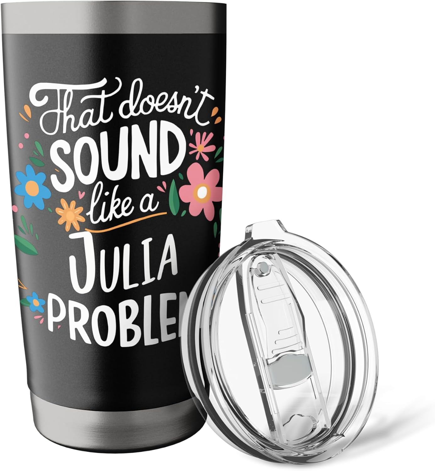 Julia Personalized Cute Flower Girls Julia Name Stainless Steel Insulated Tumbler image 5