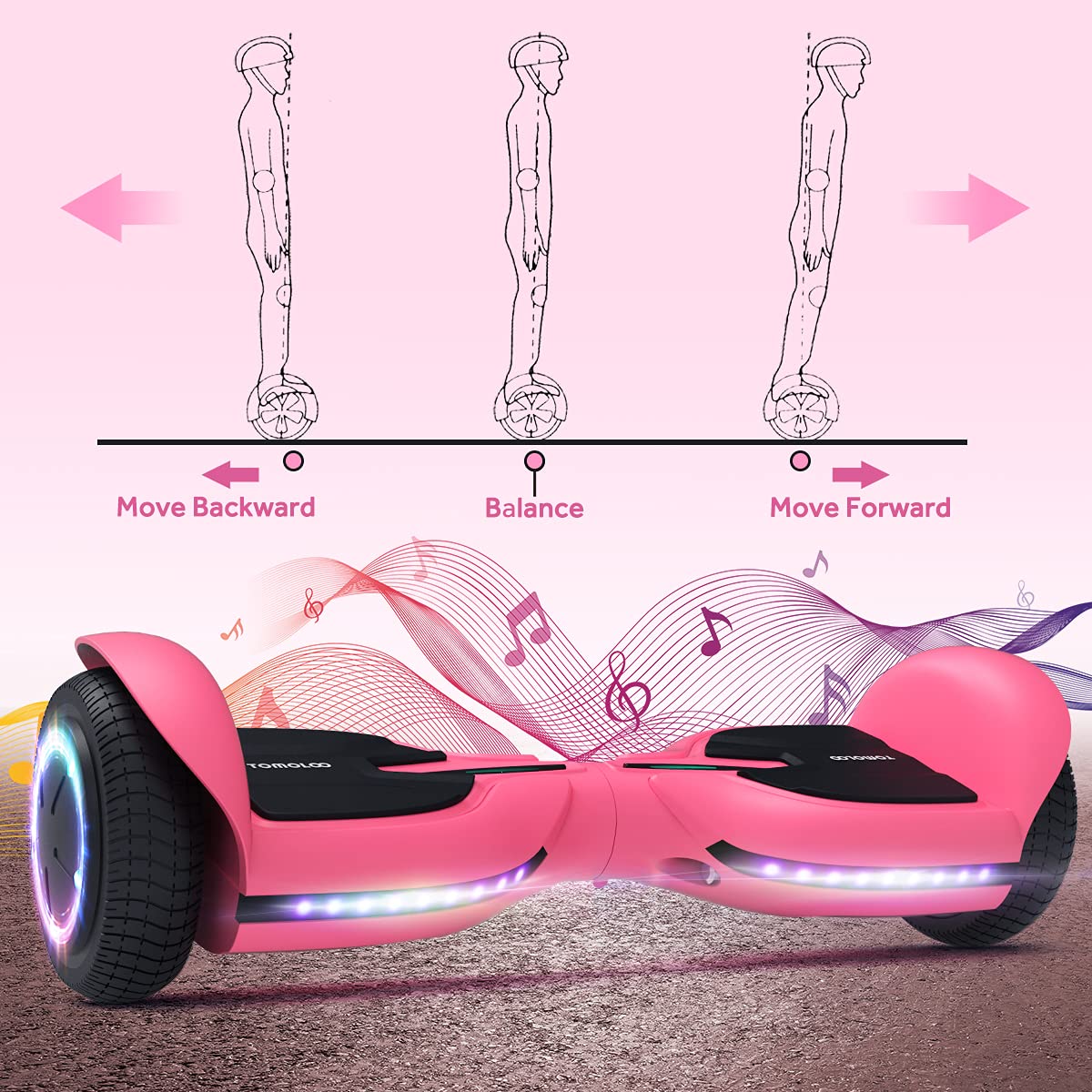 TOMOLOO Hover Boards for Kids, Hoverboards Bluetooth and LED Lights