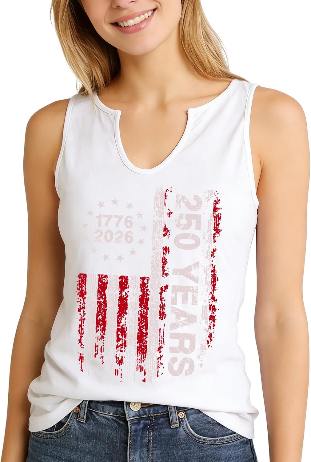 We The People 250th Anniversary Tank Top, Patriotic USA 1776-2026 V Neck Sleeveless Shirt for July 4th