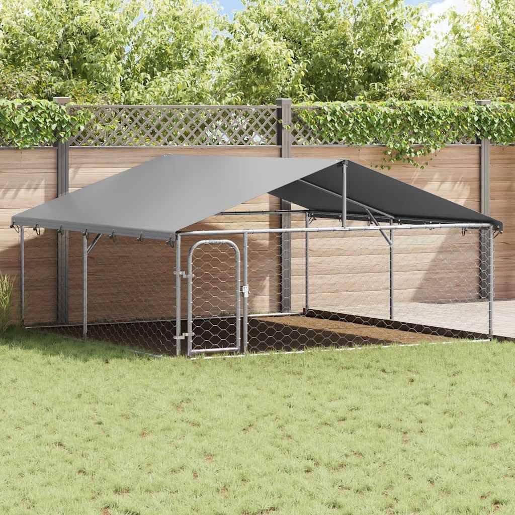 Gran caseta para perros al aire libre con techo 300 x 300 x 150 cm de acero galvanizado, polietileno resistente a los rayos UV, protección y seguridad para cachorros, camping, jardín, uso en