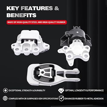 Engine Motor and Transmission Mount Kit Compatible with 2017-2021 Trax | & 2016-2021 Encore 1.4L L4 Turbocharged Engine,Repklace OE A5724 95135159 A5726 95248684 A5929 42476586 Set of 3