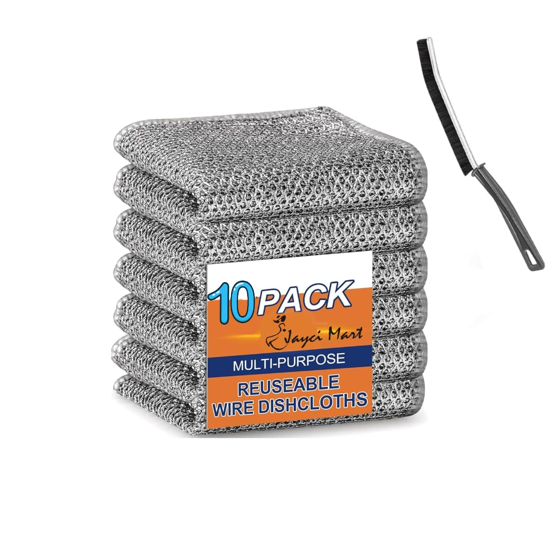 Jayci Mart Non-Scratch Wire Dishcloth & Gaps Cleaning Brush, Multipurpose Wire Dishwashing Rags for Wet and Dry, Easy Rinsing, Reusable, Wire Cleaning Cloth for Kitchen, Sinks (10) (B0DCC7R178) Amazon Price History, Amazon Price Tracker