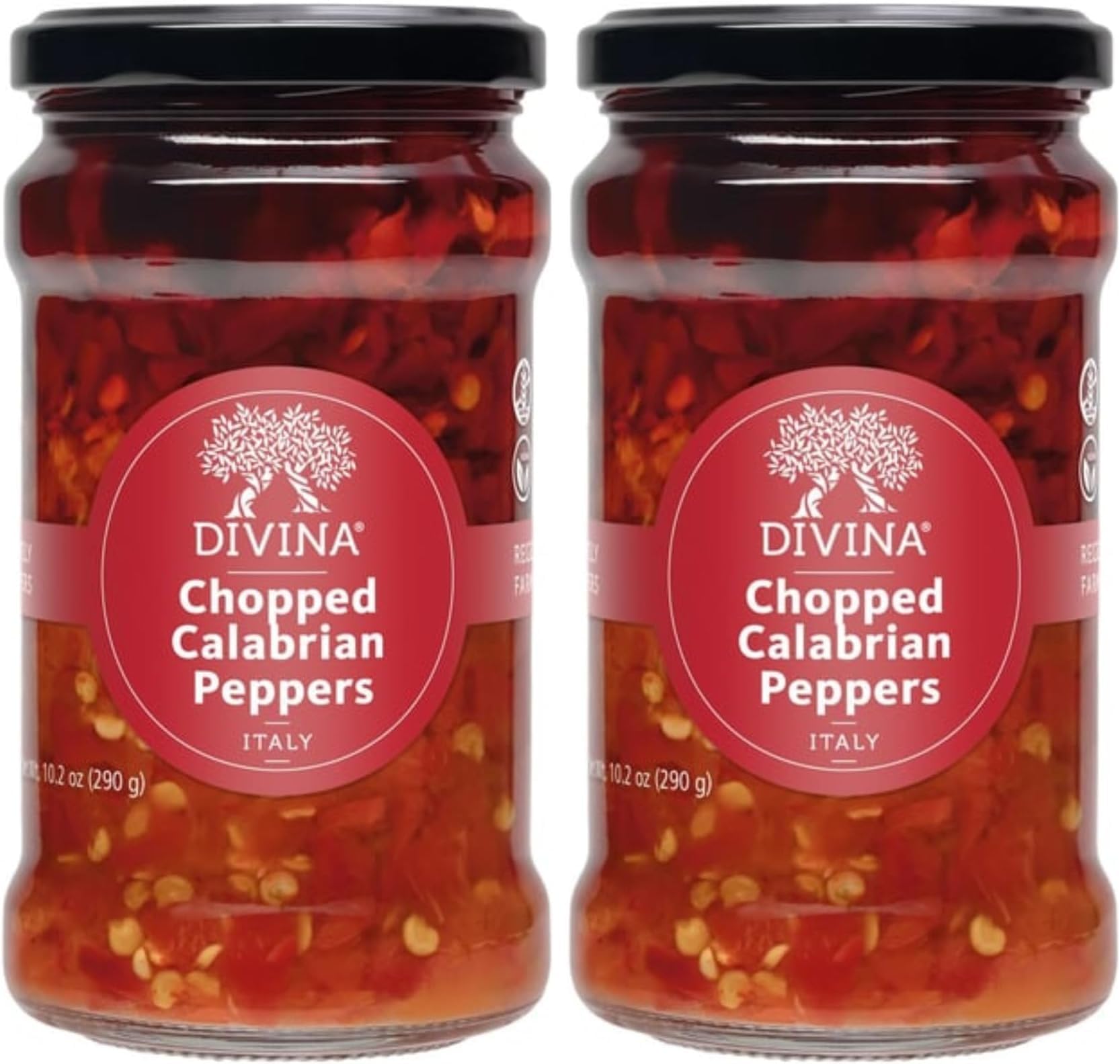 DIVINA Chopped Calabrian Peppers, 10.6 OZ (Pack of 2)