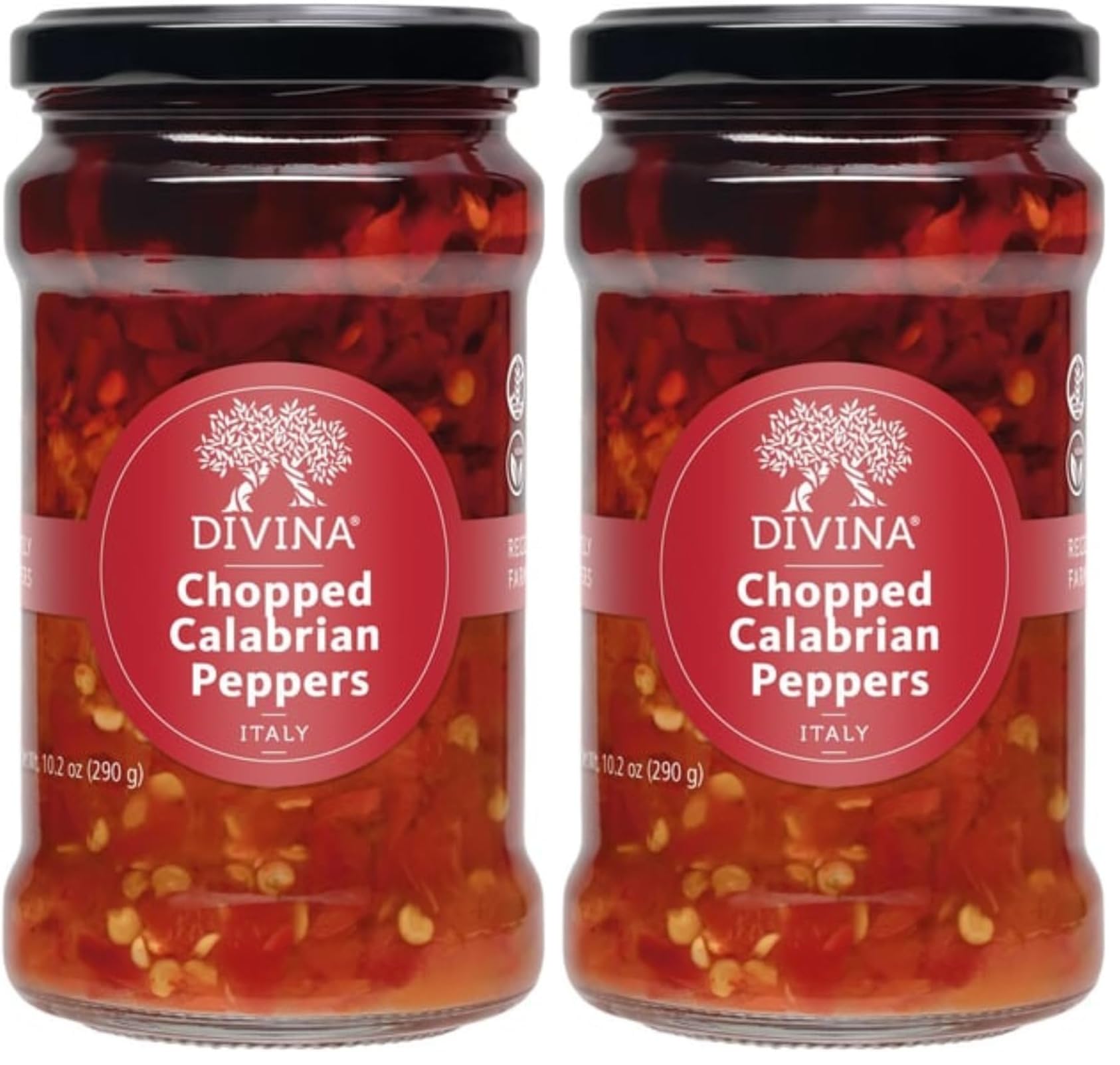 DIVINA Chopped Calabrian Peppers, 10.6 OZ (Pack of 2)