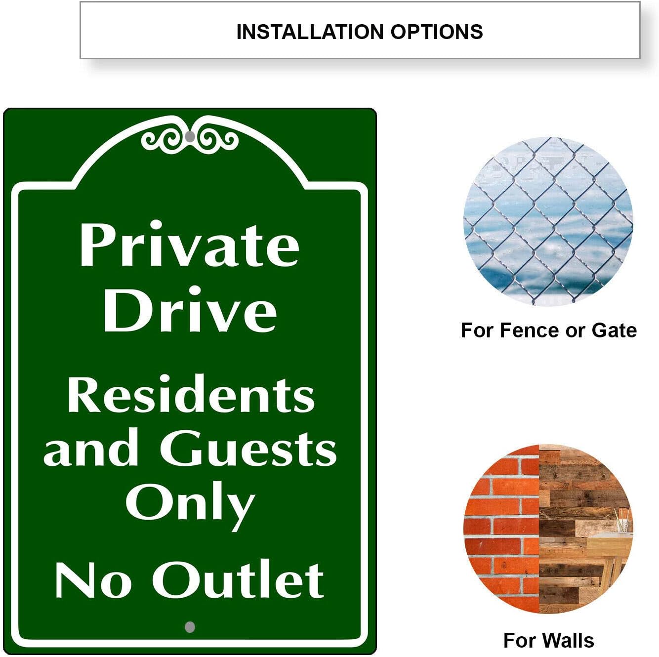 Afterprints Private Drive Residents and Guests Only No Outlet Novelty Aluminum Metal Sign 12"x18"
