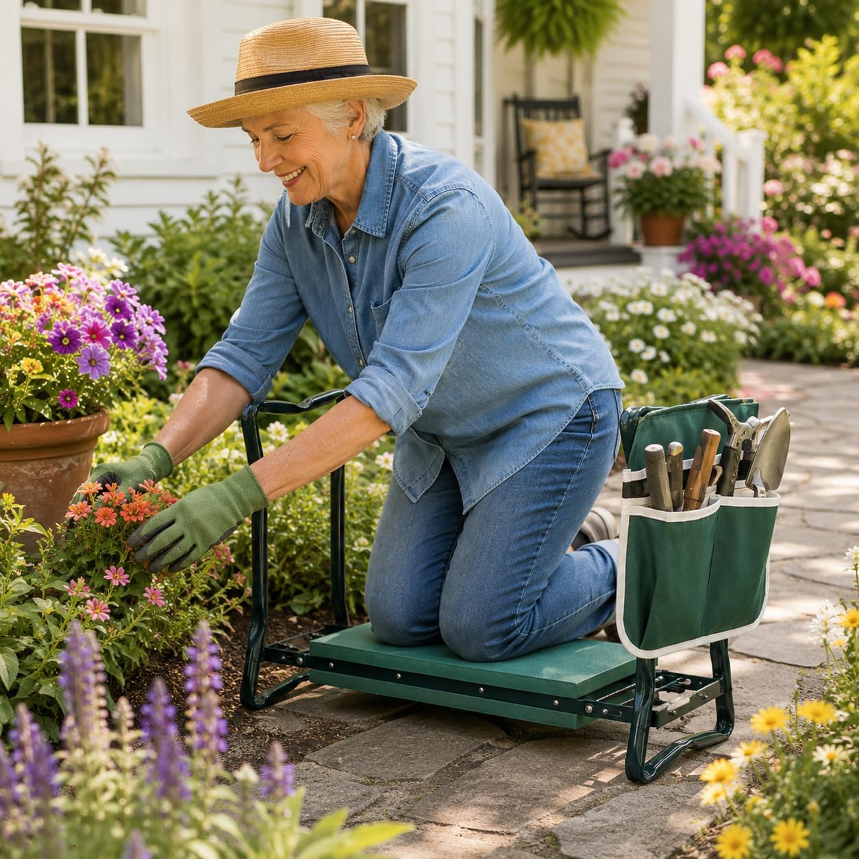 BarkBench 2-in-1 Foldable Kneeler and Seat – Multi-Use Padded Bench for Gardening, Dog Grooming, Bath Time & Home Projects. Great Gift for DIY Enthusiasts, Care Givers, Pet Owners and Seniors.