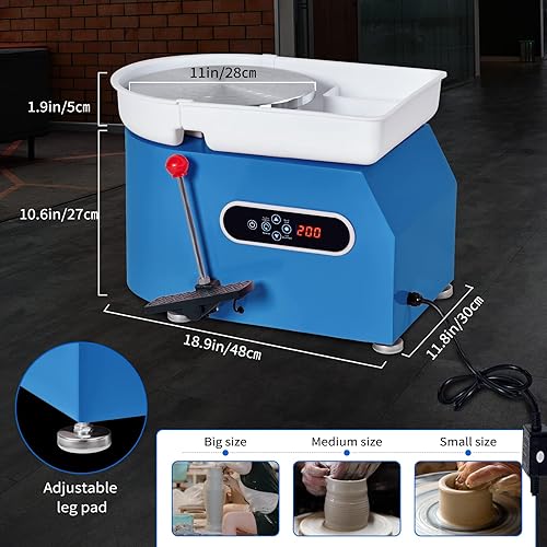 Miniatura 6 de YESMRO Kit de rueda de cerámica para principiantes, adultos, niños, pantalla táctil LCD 2024 ajustable, velocidad ajustable, máquina formadora de