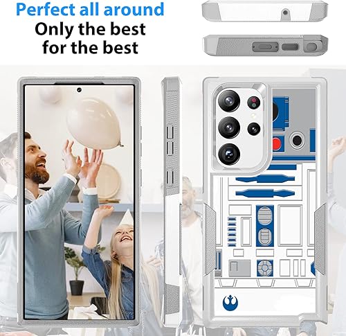 Miniatura 2 de Funda para Samsung Galaxy S23 Ultra, R2D2 Astromech Droid Robot Patrón Absorción de Golpes PC Duro y Silicona Interior Hybrid Dual Layer Armor
