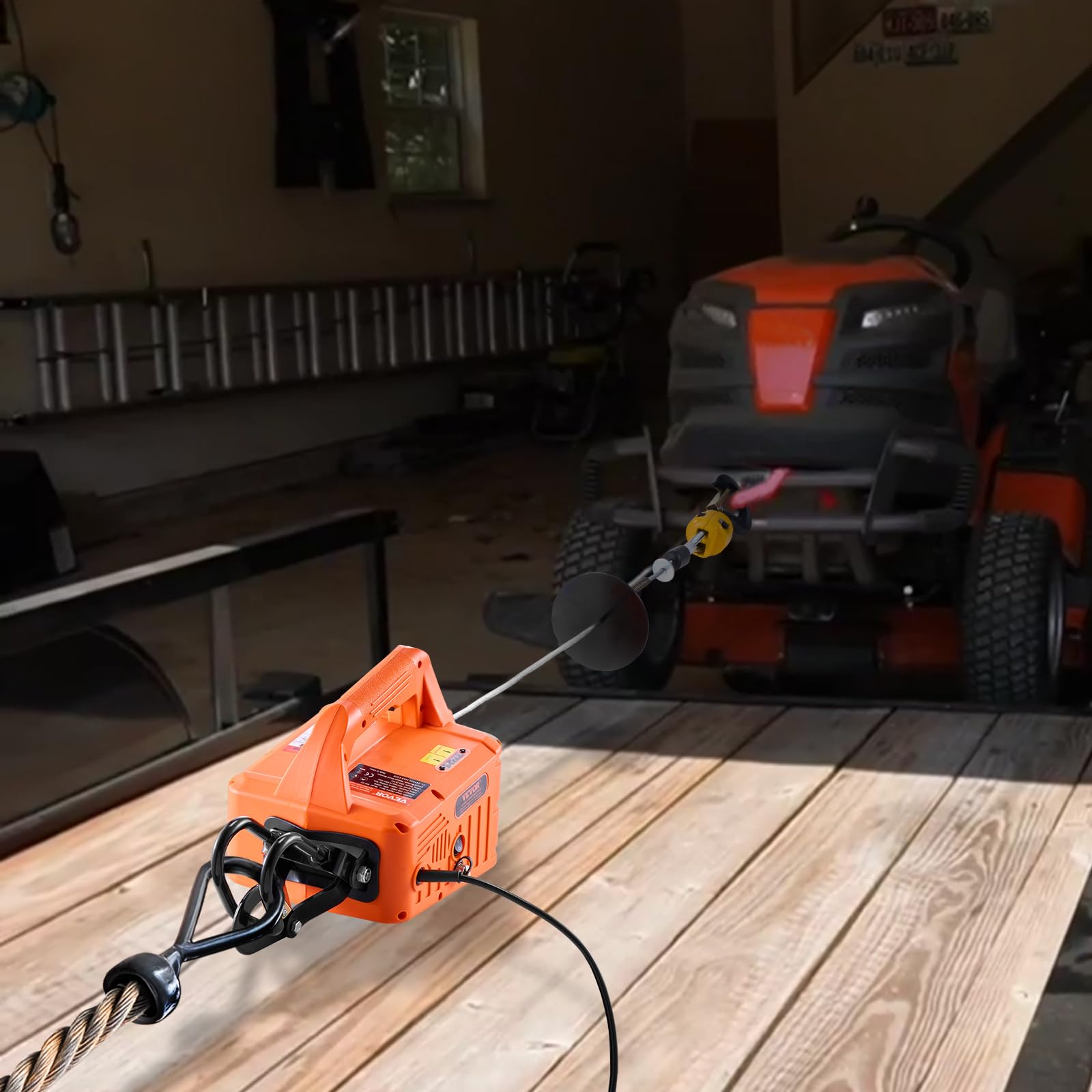 VEVOR Verricello Elettrico, Capacità 500 kg, Verricello Elettrico Portatile 1500 W, Altezza di Sollevamento 9,1 m, 4 m/min con Telecomando a Filo e Wireless, per Garage Fabbrica Sollevamento Traino
