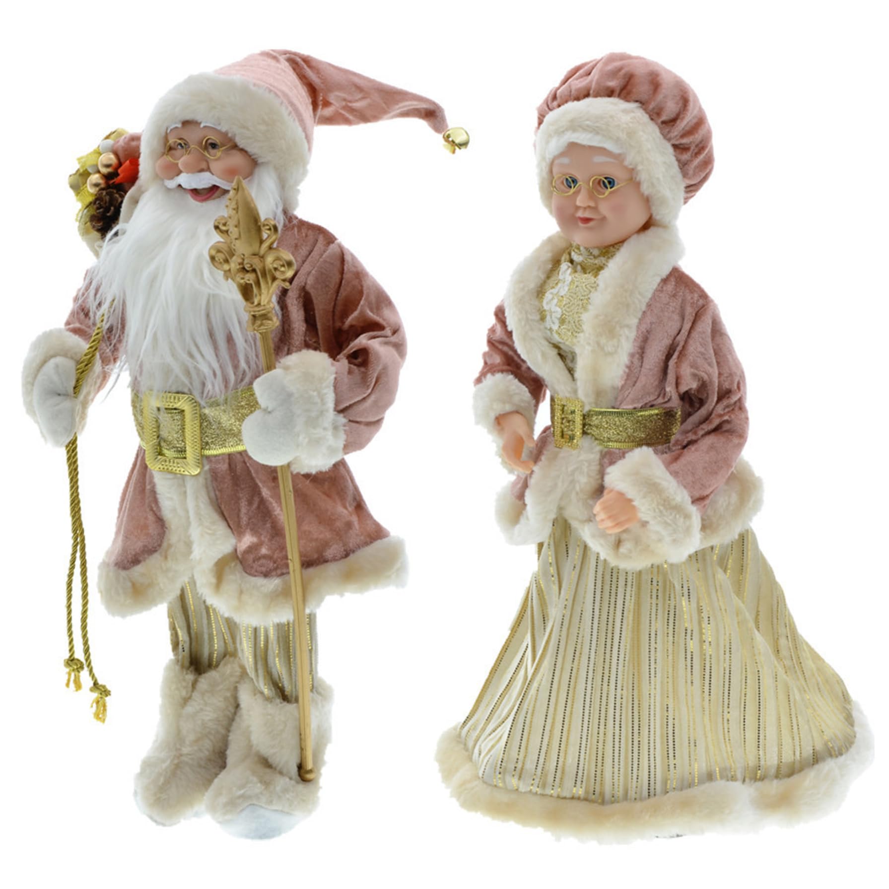 Weihnachtsmannfiguren, 2 Stück, 45,6 cm, realistische, nette Weihnachtsmann- und Weihnachtsfrau-Figuren, süße Weihnachtsmann-Puppe, Ornament für Fenstertisch, Weihnachtsdekoration, Geschenk, Weihnacht