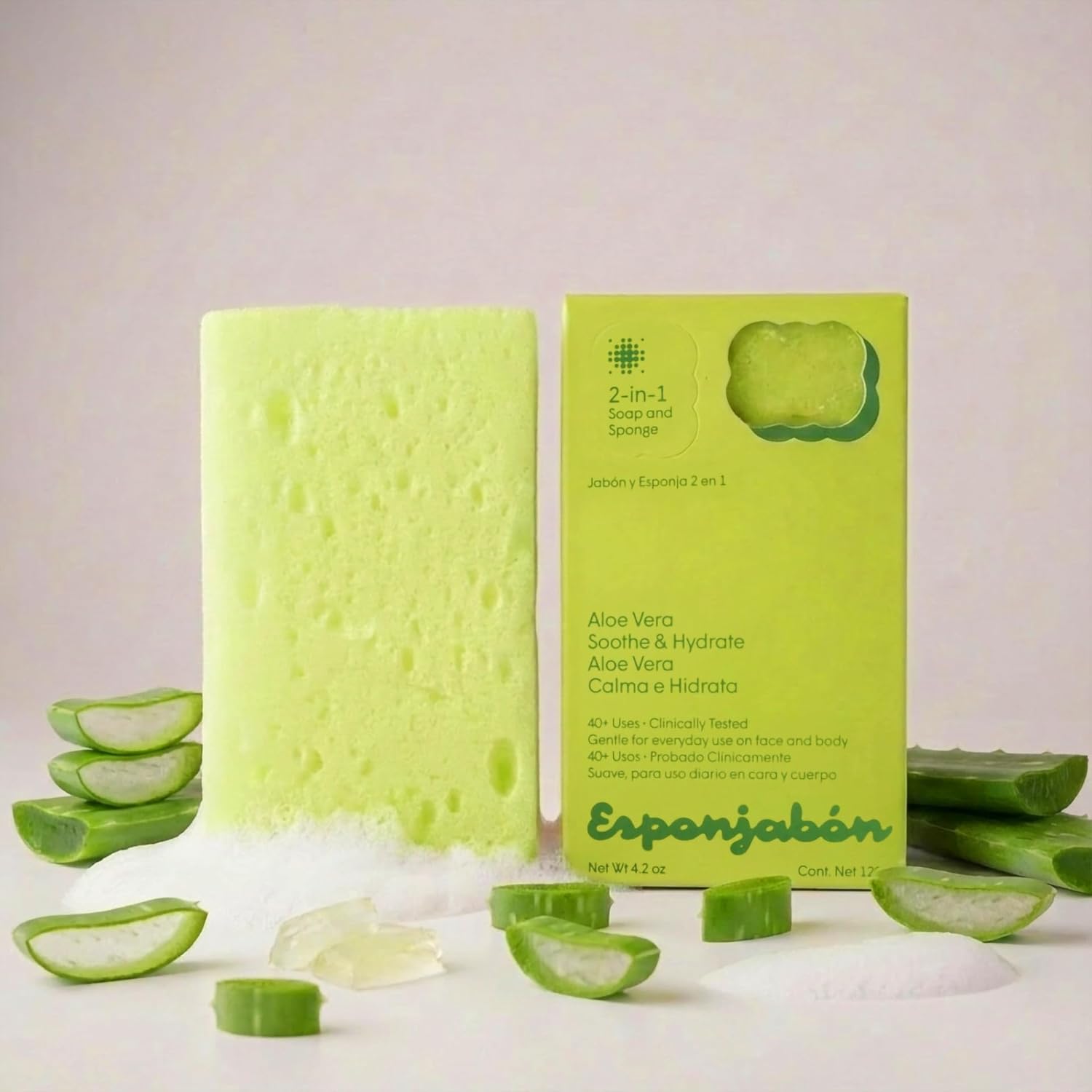 T.Taio Esponjabon Soap Sponge Variety Pack - Shower Scrubber & Bath Wash Scrub - Massage Face - Bathroom Accessories - Mother of Pearl, Aloe Vera, Lavender, Charcoal, Cucumber-Melon, Oatmeal (6 Pack)