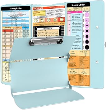 Nursing Clipboard Foldable Nurse Clipboards Folding Medical Clipboard with Nursing Edition Cheat Sheets Pocket Size Foldable Clipboards for Nurses Clinical Clip Board for Students Doctors Green