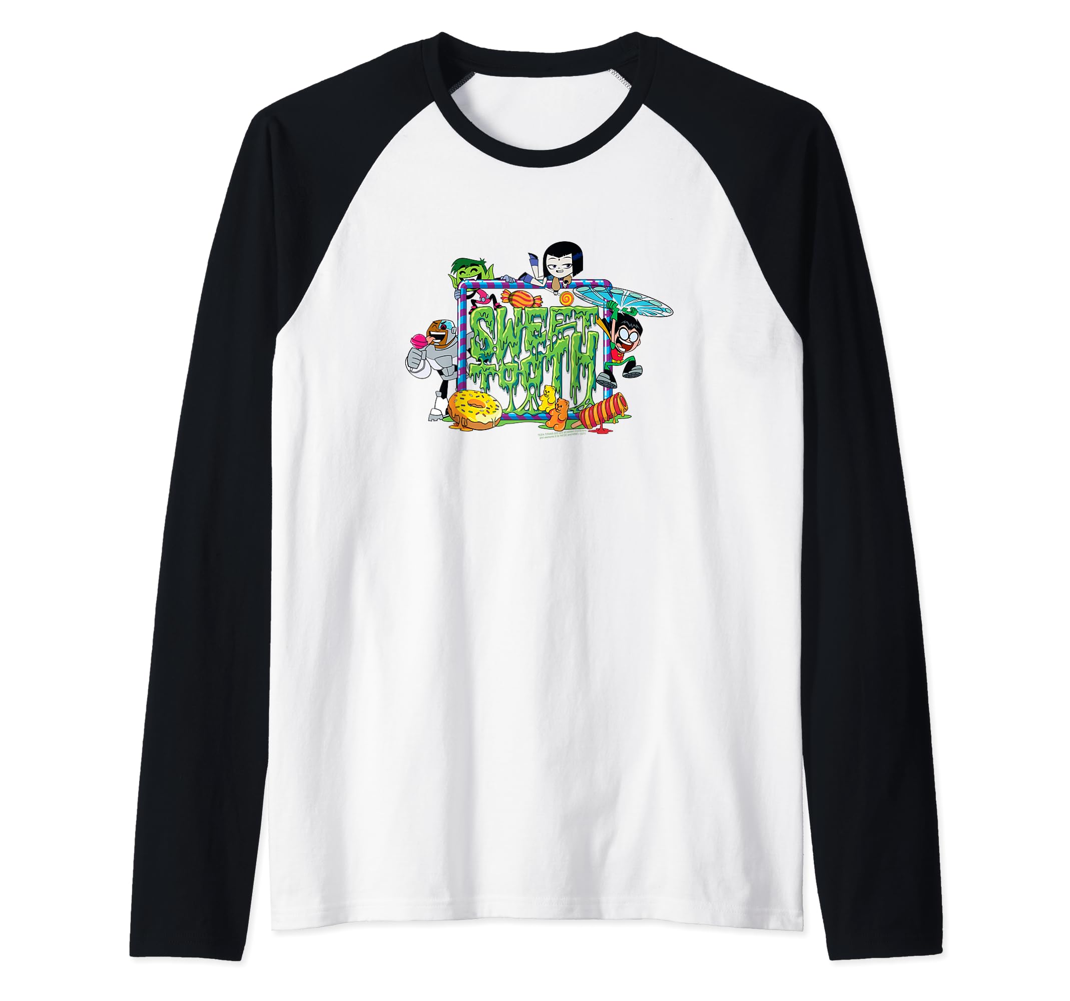Teen Titans Go Sweet Tooth Raglan Baseball Tee, Black