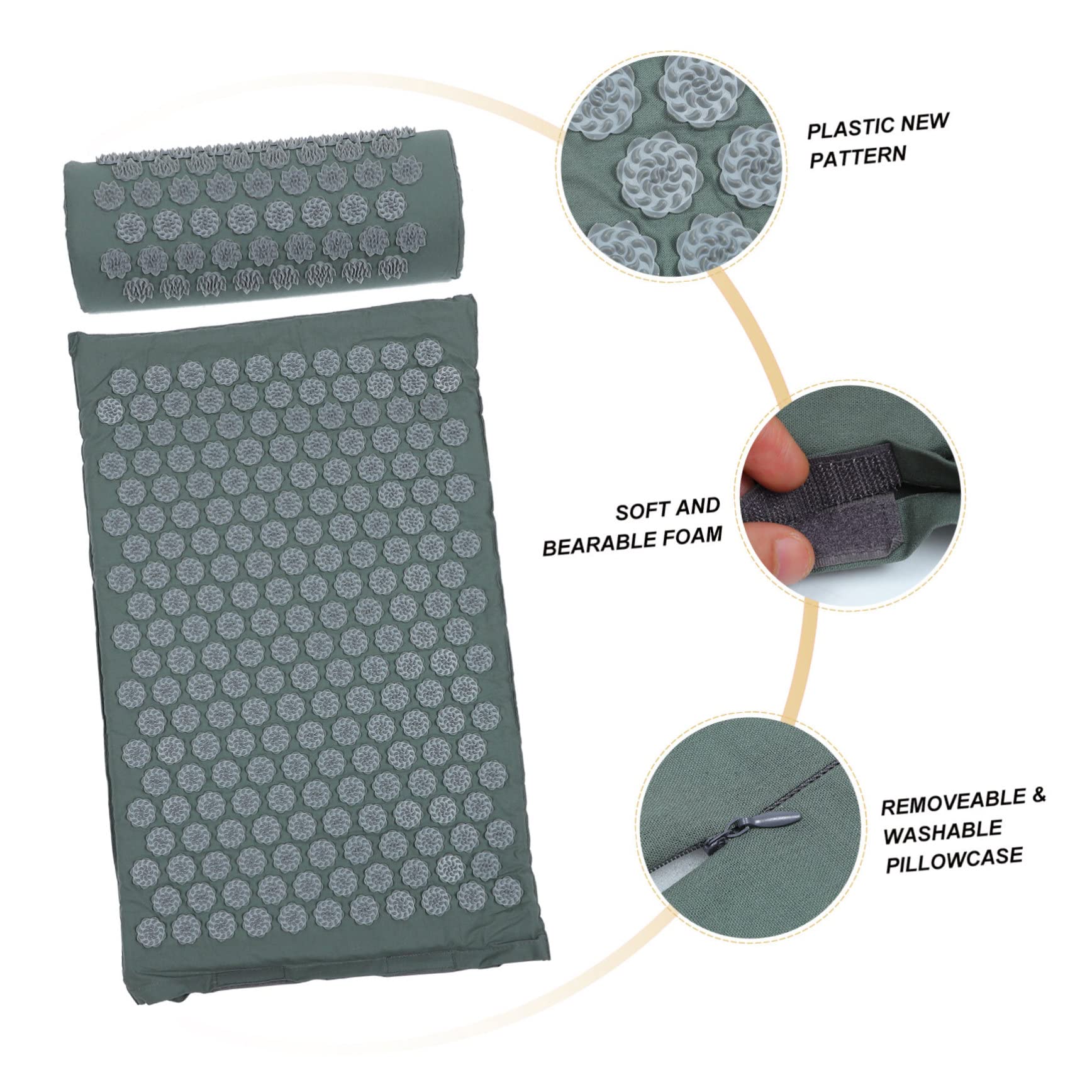 Beaupretty 2piezas Almohada de Masaje con Esterilla de Yoga para Puntos de Acupuntura Kit de Lavable Accesorio de Masaje para Yoga y Relajación Casa