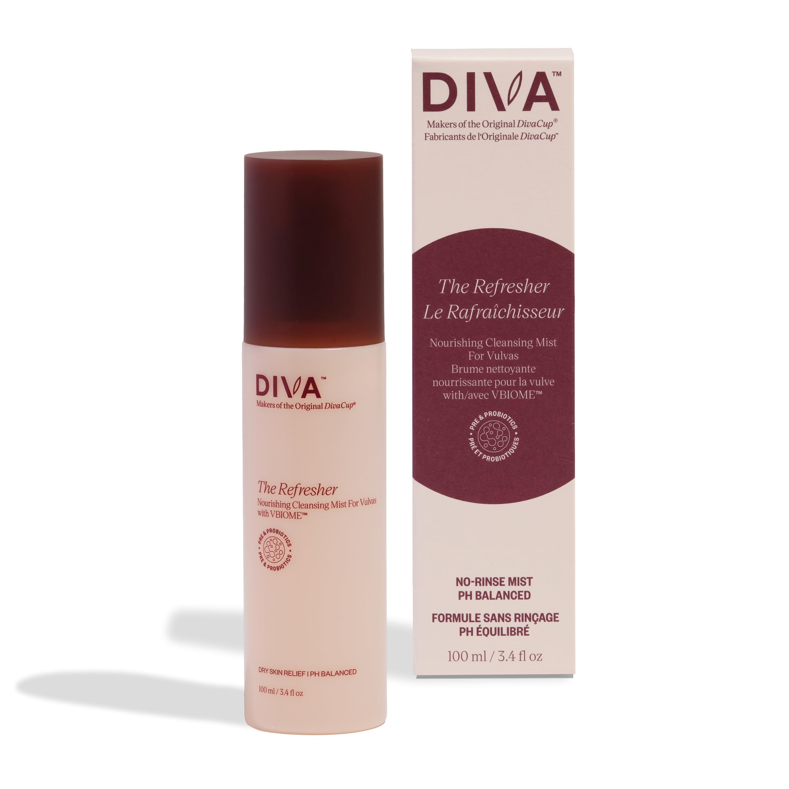 DIVA Refresher - Gentle & No-Rinse Spray Cleanser - Fragrance-Free & Plant-Based Formula - Helps Strengthen Moisture Barrier & Support Healthier