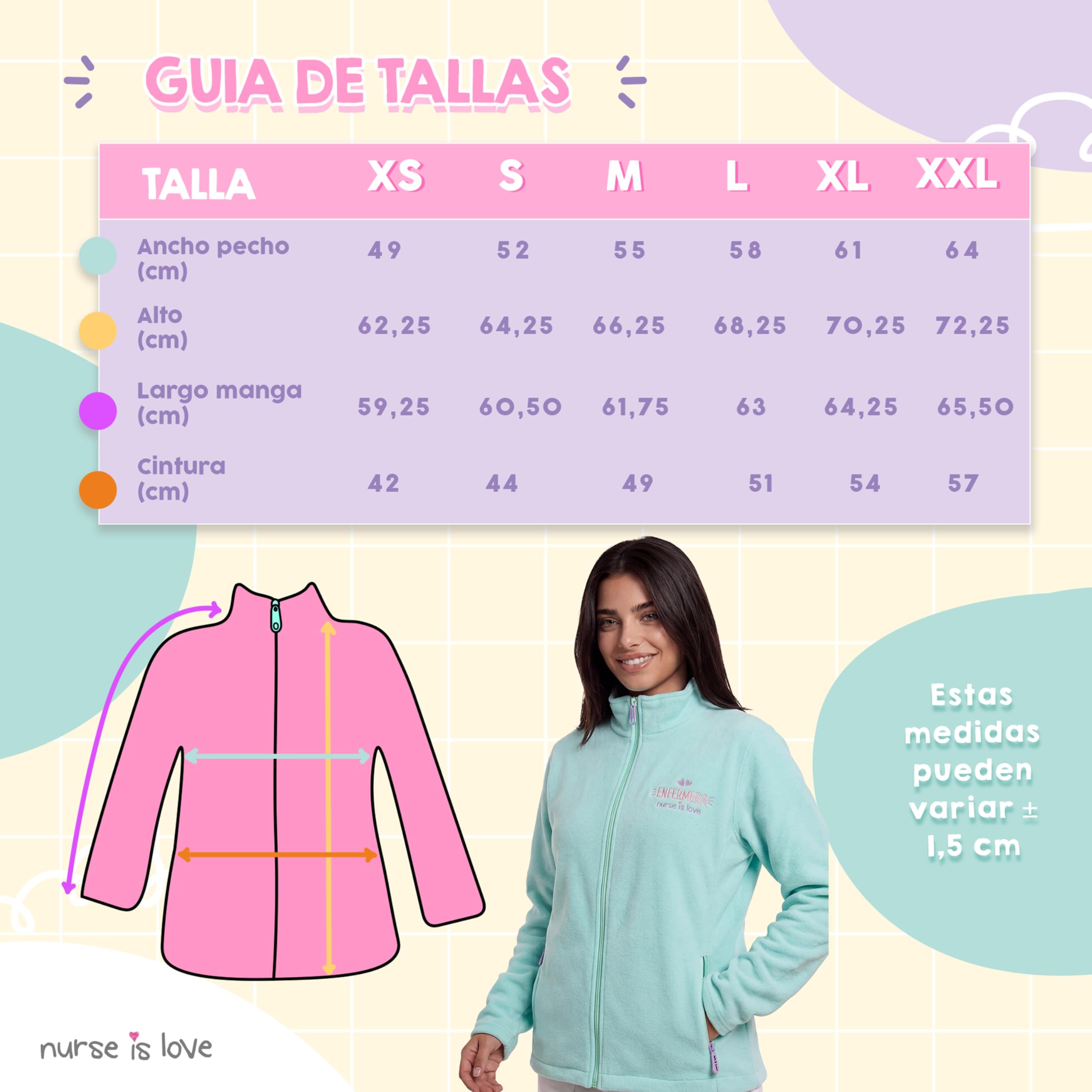 Nurse is Love Chaqueta Polar Mujer para Enfermera - Sudaderas Mujer sin Capucha, Forro Polar de Invierno Doble Bolsillo y Cremallera Facil de Lavar Enfermera Original