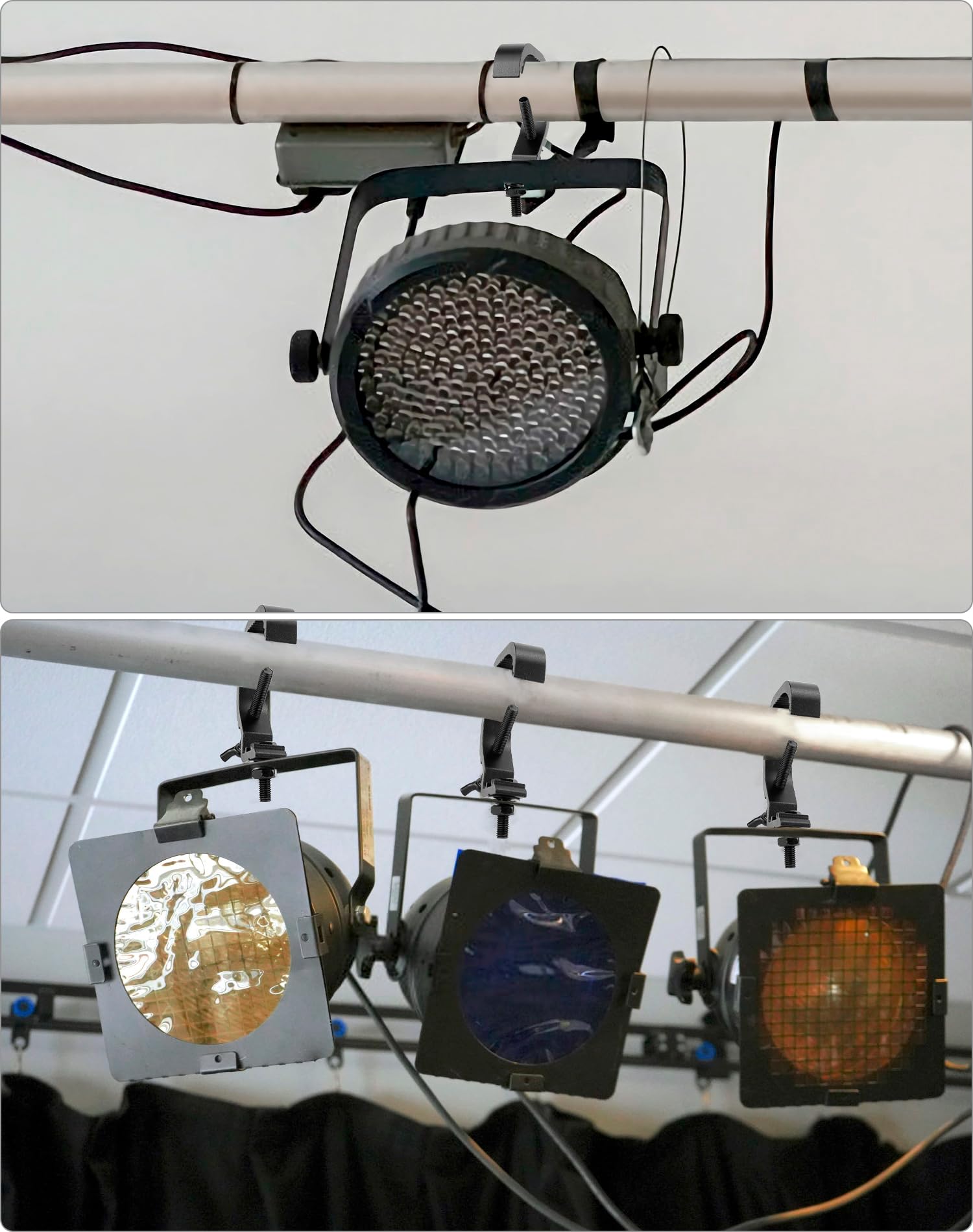 QWORK® 3 Pezzi Morsetto per luci da palcoscenico, Morsetto a traliccio, Attrezzatura per illuminazione da palcoscenico, 30-55 MM, Compatibile con la maggior parte delle luci da palcoscenico